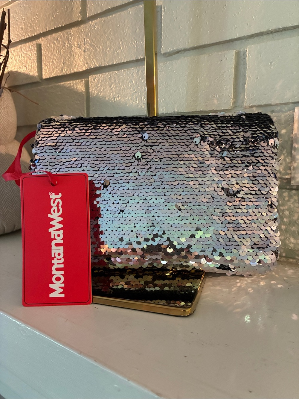 Montana West Iridescent Silver Sequin Shoulder Bag MSRP $60